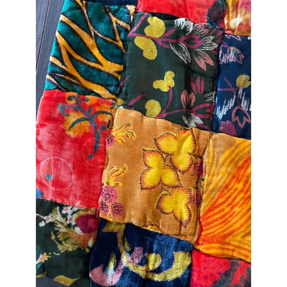 Lot of 10 Vintage 60s Patchwork Velvet Pillow Shams India Boho Handmade